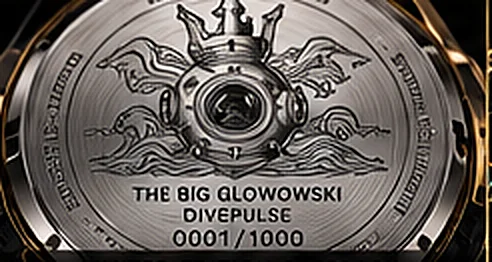 Engraved caseback reading The Big Glowowski DivePulse 0001 of 1000